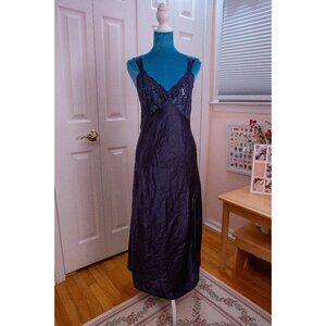 Vintage Victoria's Secret Dark Purple Slip Dress Lace Cups Size Medium